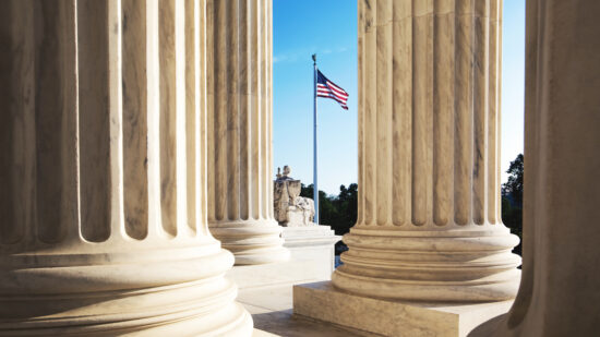 The marble columns of the Supreme Court of the United States
